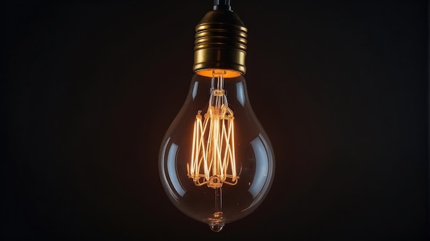 Glowing filament light bulbs in dark space