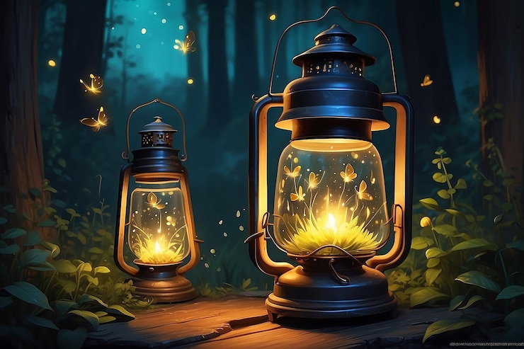 Photo glowing fireflies
