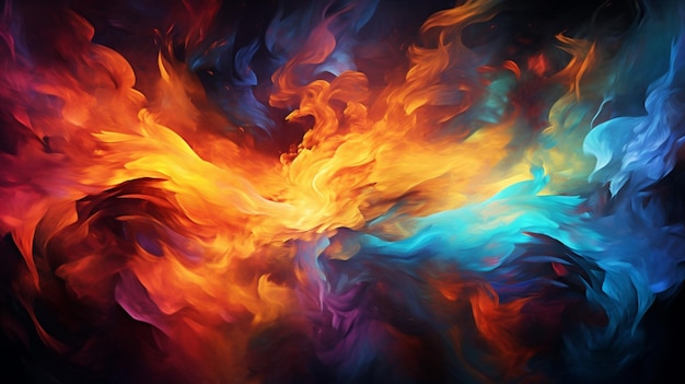 Glowing flame burning in vibrant colors