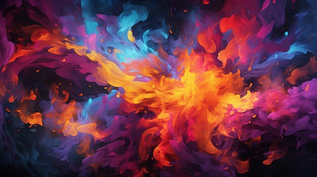 Glowing flame burning in vibrant colors