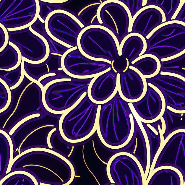 Glowing Floral Pattern in Black Light