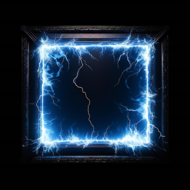 Glowing frame met bliksemschichten op een zwarte achtergrond
