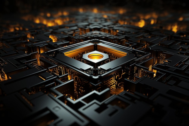 Glowing futuristic maze geometric pattern Science and technology background