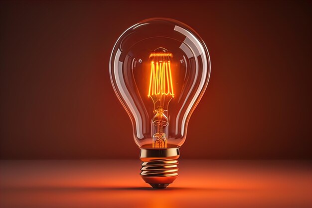 Glowing glass light bulb on dark background ai generative