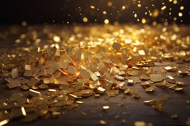 Glowing gold sparkles in light