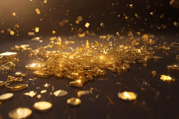 Glowing gold sparkles in light