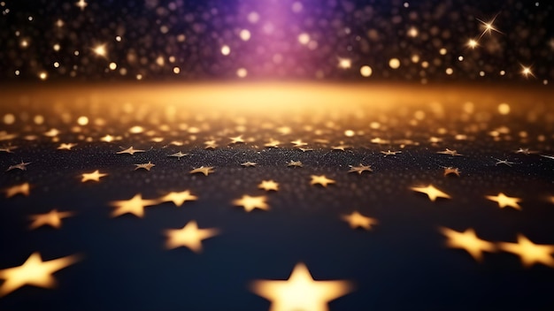 Photo glowing gold stars sparkles background