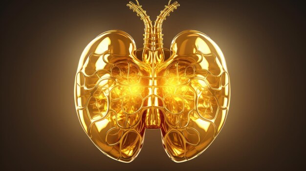 glowing golden human kidneys