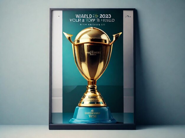 Glowing Golden Trophy en abstracte illustratie van het concept van Stadium for Cricket Championship