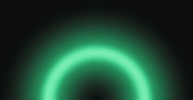 Photo glowing green light ring black background grainy gradient noise texture poster banner