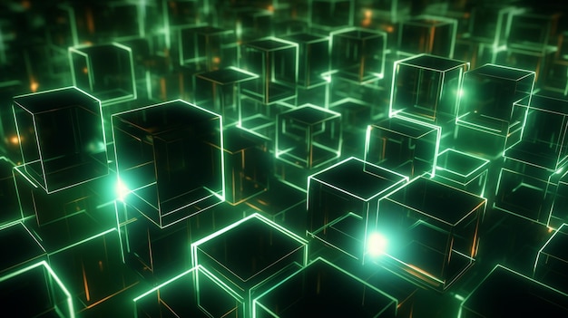 Glowing green technology abstract background 3d rendering computer digital image