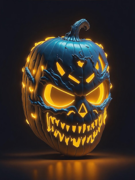 Glowing Halloween JackoLantern Cyberpunk Neon on Dark