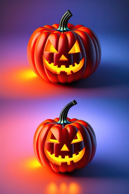 Glowing Halloween Pumpkin Beautiful jack o lantern pumpkin on a blue background