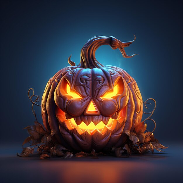 Glowing Halloween Pumpkin isolated background