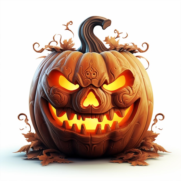 Glowing Halloween Pumpkin isolated background