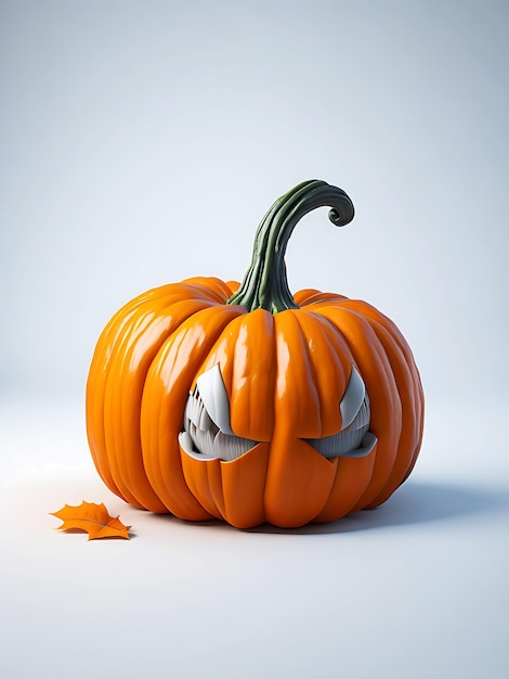Glowing halloween pumpkin on white background ai images