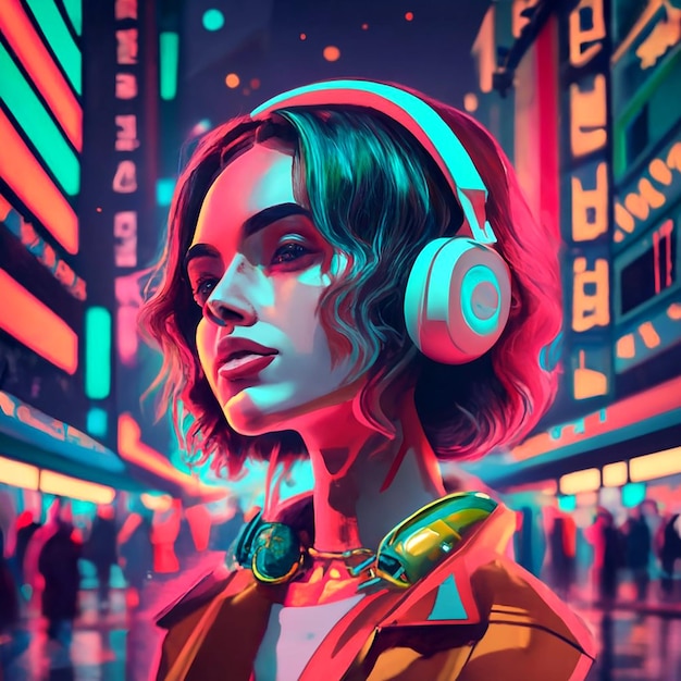 Glowing headphones illuminate the vibrant nightclub scene AI_Generated