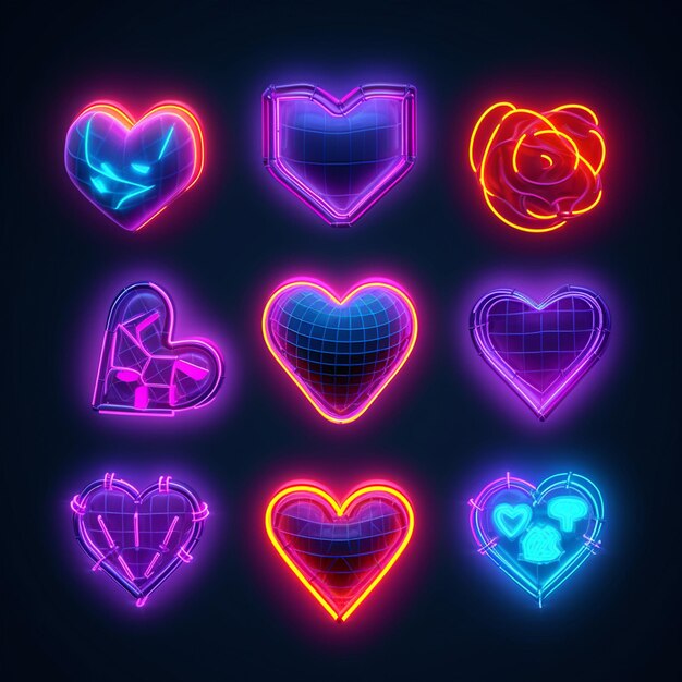 A glowing heart with a rose design on it