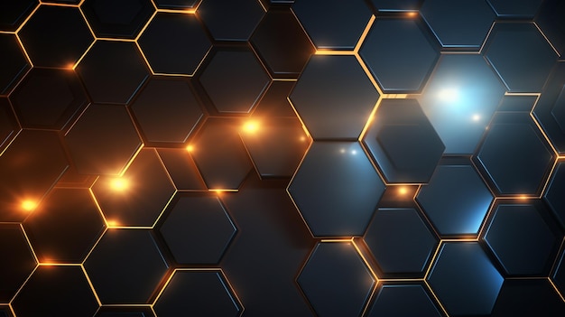 Photo glowing hexagon lines background