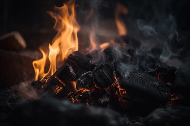 Glowing Hot Charcoal Fire