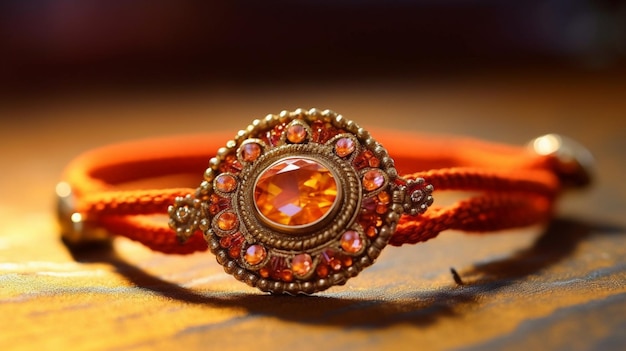 Photo a glowing image of a beautifully embroidered rakhi