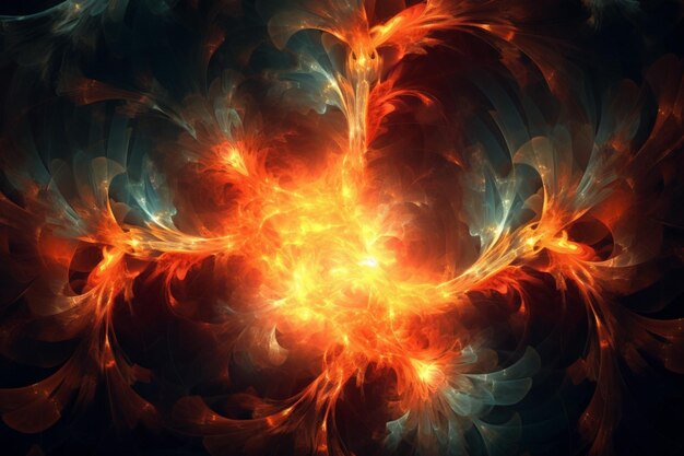 Photo glowing inferno igniting nature abstract fractal