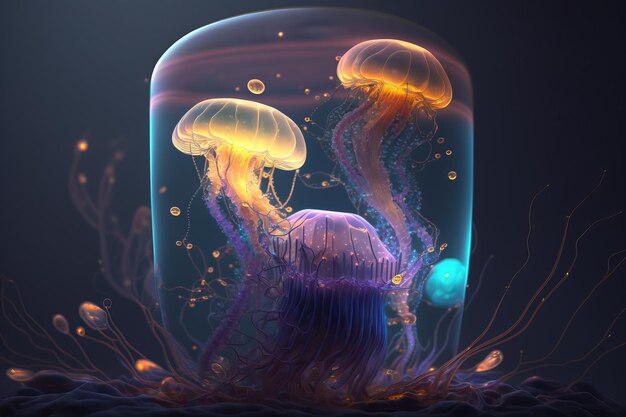 Glowing jellyfish AI Generative