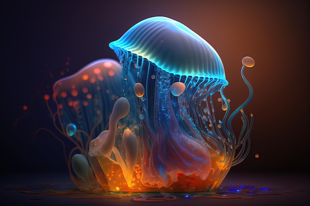 Glowing jellyfish AI Generative