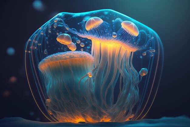 Glowing jellyfish AI Generative