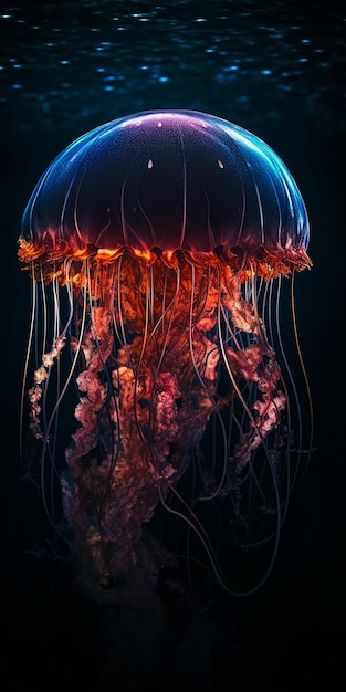 Glowing jellyfish under water Generative AI