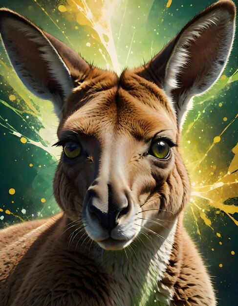 Glowing Kangaroo Illustration Generative AI