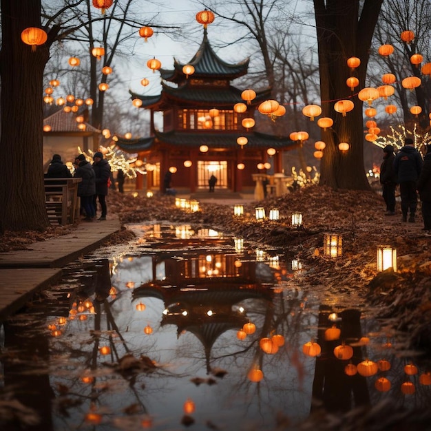 Glowing Lantern Grove Chinese New Year Lantern Photo