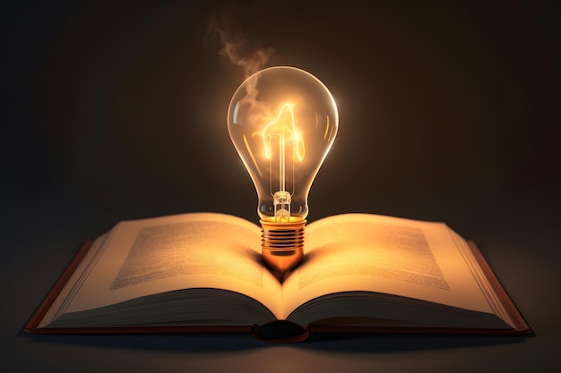 本の知識コンセプトに輝く電球