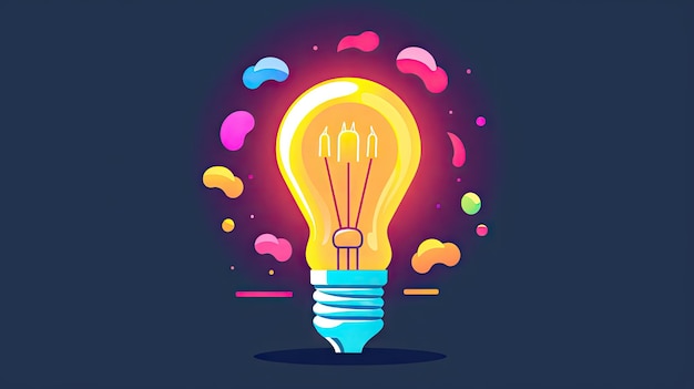 Photo a glowing light bulb colorful background representing a creative concept