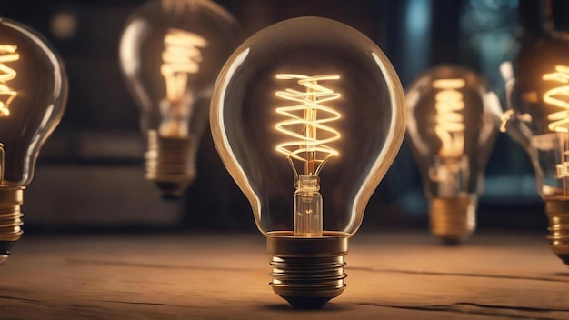 Glowing light bulb fuels ideas of innovation generated by ai