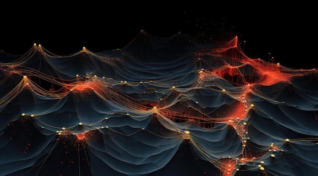 Glowing lines on a dark landscape Virtual Geography