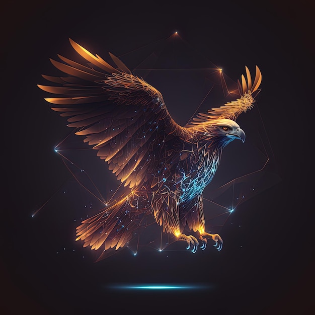 A Glowing Lines Digital Art of an Eagle - A Bold and Striking Illustration of the Power and Freedom