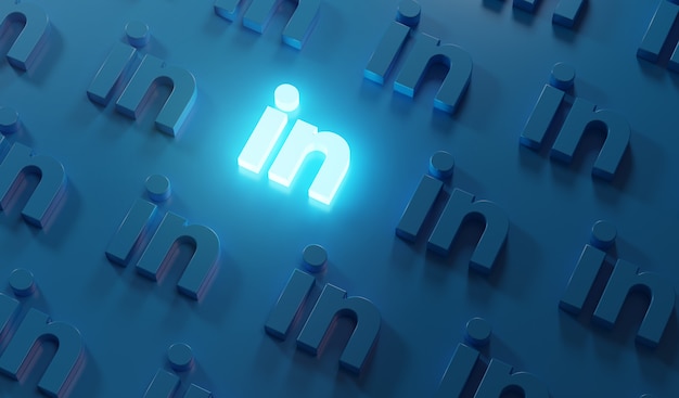 Glowing linkedin logo pattern