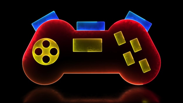 Glowing looping icon video game joy neon effect zwarte achtergrond