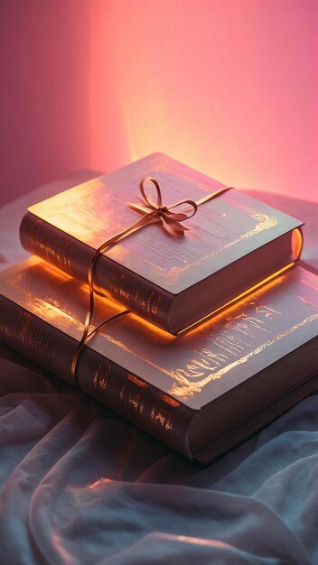 Glowing Love Lamp met open boek Romantische en warme comfortabele nuance in een leeskamer