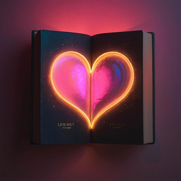 Glowing Love Lamp met open boek Romantische en warme comfortabele nuance in een leeskamer