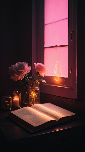 読書の部屋でロマンチックで暖かく快適なニュアンス