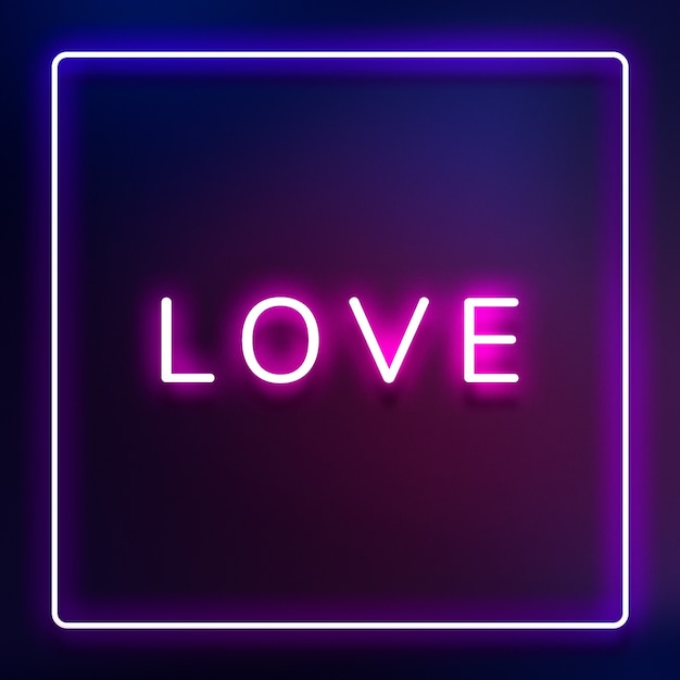 Glowing LOVE neon typography