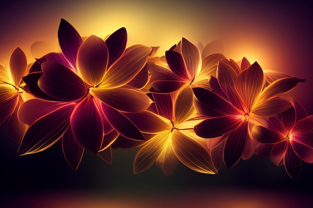 Glowing luminous flower lights abstract background