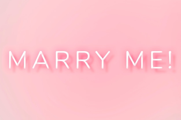 Photo glowing marry me neon typography