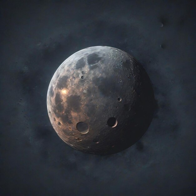 A glowing moon with craters