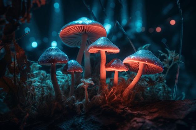 A glowing mushroom in the dark