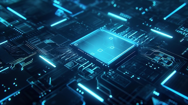 Neon AI チップの輝きはテクノロジーの背景にあります