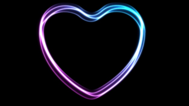 Glowing neon blauwe paarse harten achtergrond