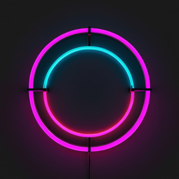 glowing neon circle icon isolated on black background 3D rendering 3D illustration glowing n